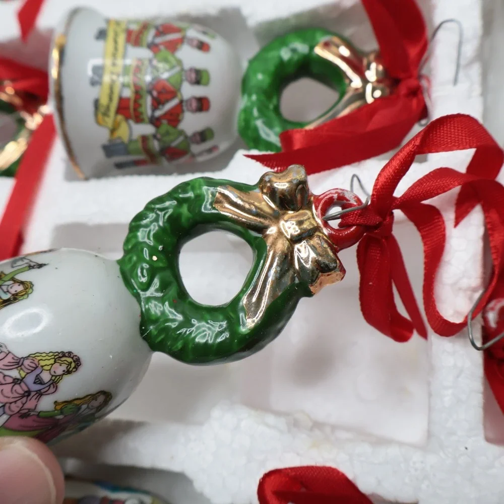 Jobar 12 Days of Christmas Porcelain Bell Ornament Set Vintage 1996 - AS‎ IS